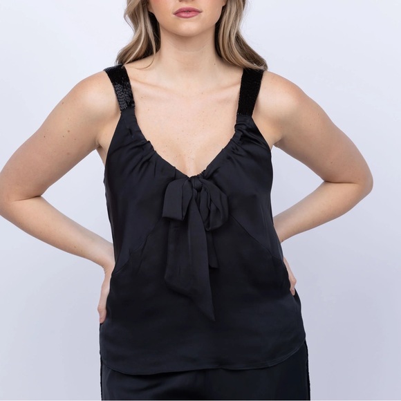 Ramy Brook Tops - Ramy Brook Amy Tie Satin Top in Black